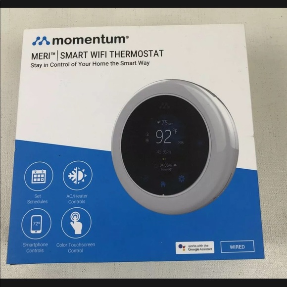 Momentum MERI Smart WiFi Thermostat - Touchscreen, Google Assistant,‎ Wired - Picture 1 of 4